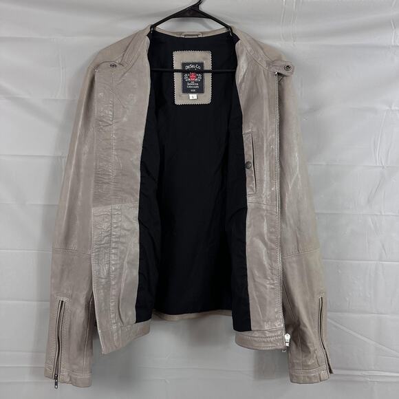 Vintage Y2k Diesel Co Leather Jacket Men Large Goat Moto Racer Biker Gray Zip - Picture 3 of 16